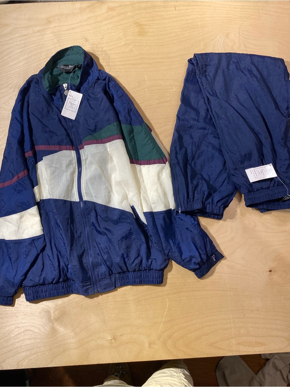 Christian Dior Navy, White & Green Colorblock Track Suit Large (SX) - Picture 3 of 13